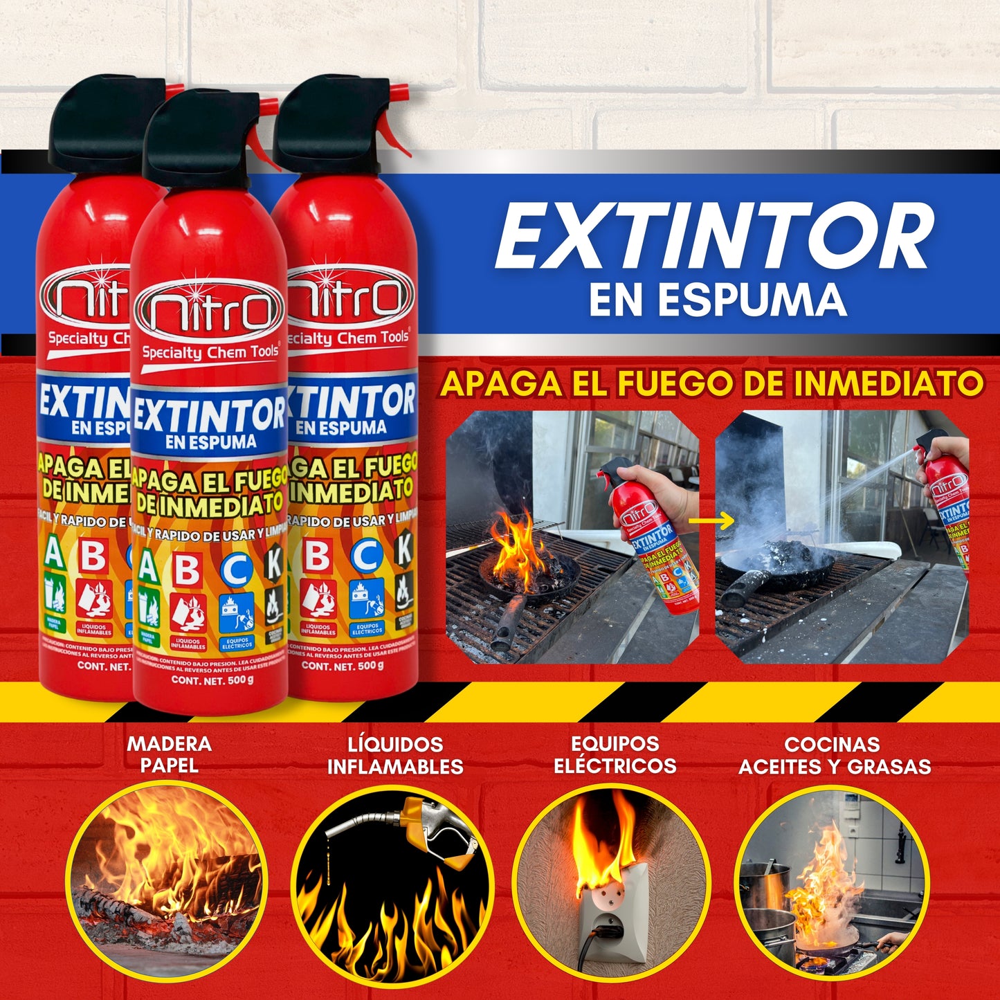 Extintor en Aerosol en Espuma Nitro 500g