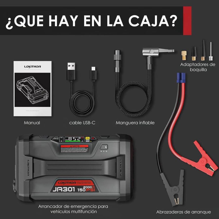 Arrancador de Batería Lokithor JA301 4 en 1