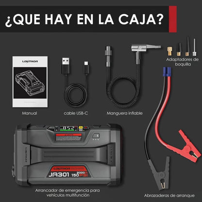 Arrancador de Batería Lokithor JA301 4 en 1