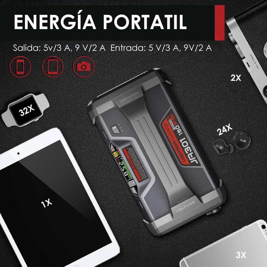 Arrancador de Batería Lokithor JA301 4 en 1